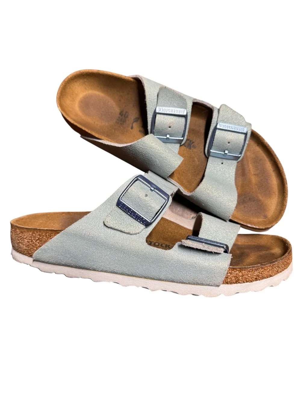 Birkenstock Arizona Washed Metallic Mineral Size 40 US Womens 9 Leather Sandals